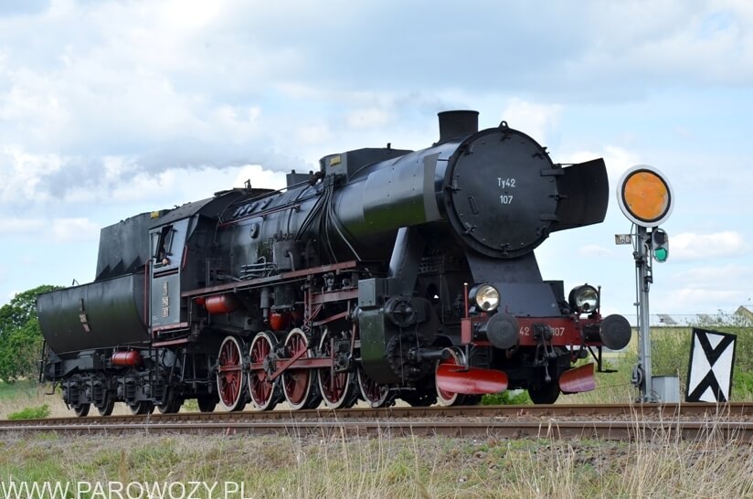 Ty42-107 podczas Parady Parowozów w Wolsztynie